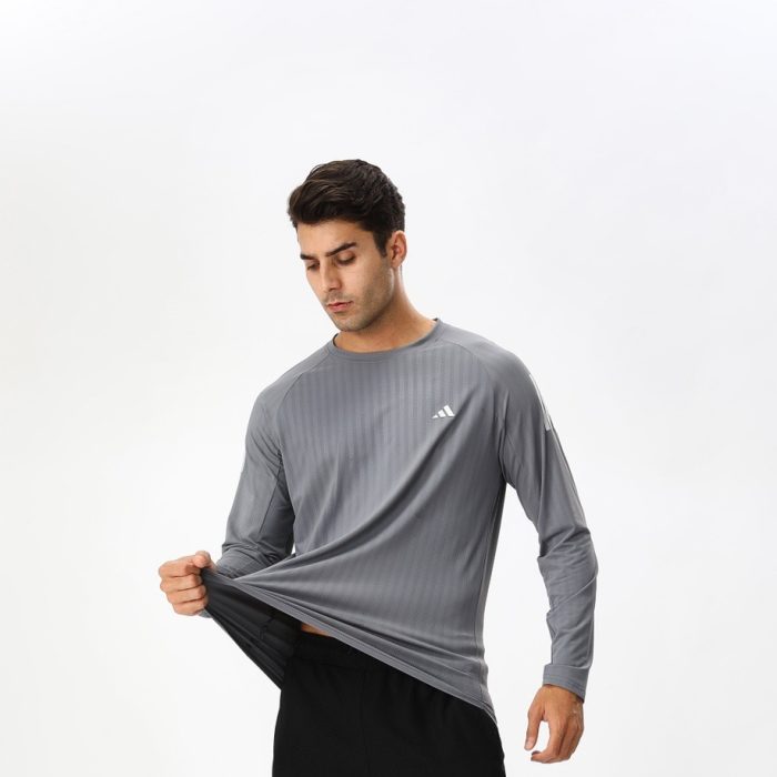 T-Shirt Adidas Manches Longues – Gris/Bande