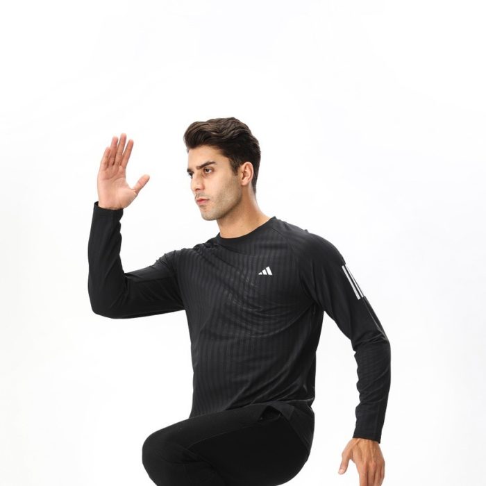 T-Shirt Adidas Manches Longues – Noir/Bande